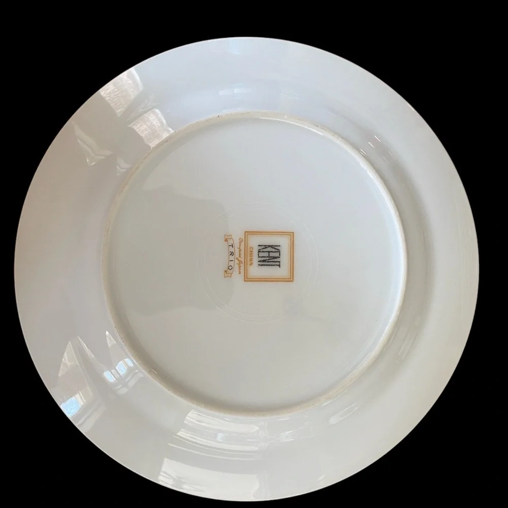 Vintage Kent China Trio Bread Plates Set of 8 Gold Rim Pink Yellow Rose